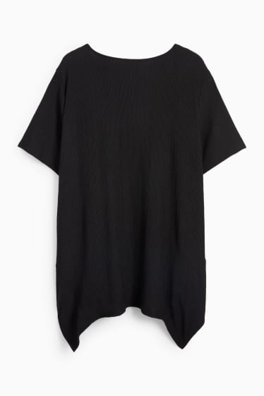 Damen - T-Shirt - strukturiert - schwarz