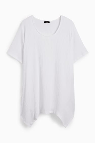 Dames - T-shirt - met structuur - crème wit
