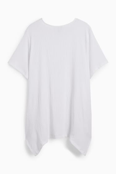 Femmes - T-shirt - texturé - blanc crème