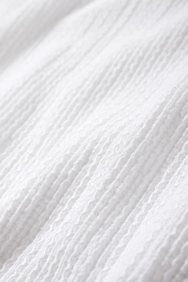 Femmes - T-shirt - texturé - blanc crème