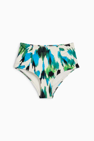 Damen - Bikini-Hose - High Waist - LYCRA® XTRA LIFE™ - gemustert - grün