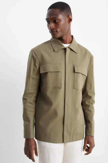 Bărbați - Jachetă tip cămașă - căptușită - verde