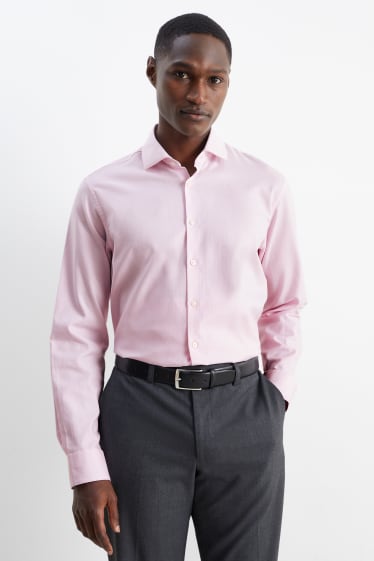 Home - Camisa formal - regular fit - cutaway - fàcil de planxar - rosa