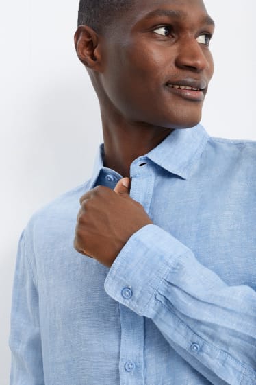 Home - Camisa de lli - regular fit - Kent - blau clar