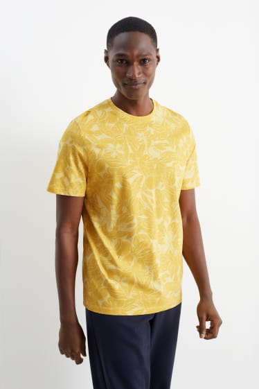 Heren - T-shirt - met patroon - geel