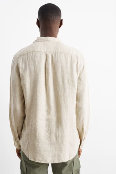 Uomo - Camicia in lino - regular fit - collo all'italiana - beige