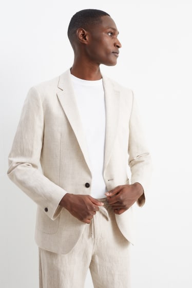 Hommes - Veste - slim fit - lin mélangé - beige clair