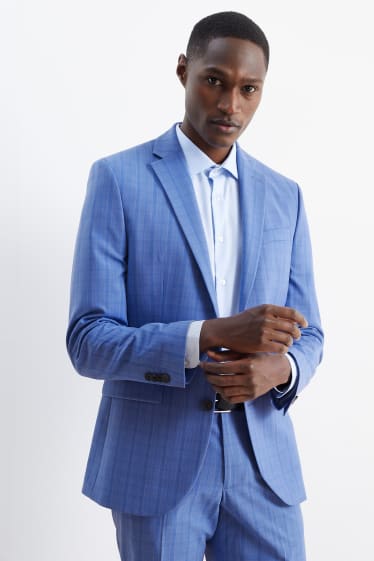 Men - Mix-and-match tailored jacket - slim fit - Flex - 4 Way Stretch - check - blue