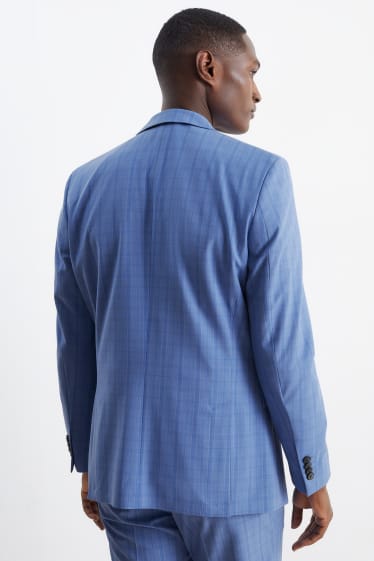 Pánské - Oblekové sako - slim fit - Flex - 4 Way Stretch - kostkované - modrá