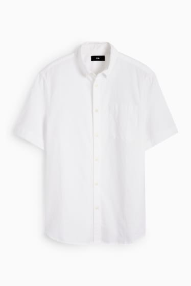 Men - Oxford shirt - regular fit - button-down collar - white