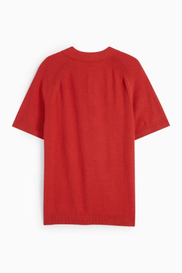 Men - Polo shirt - textured - dark red