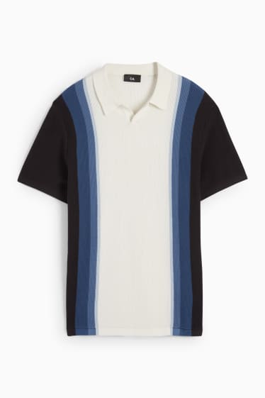 Men - Polo shirt - textured - cremewhite