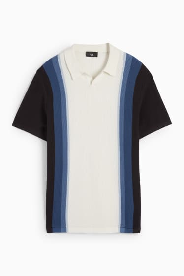 Heren - Poloshirt - met structuur - crème wit