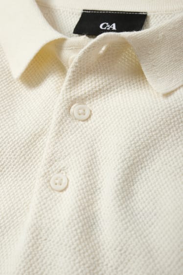 Herren - Poloshirt - strukturiert - cremeweiss