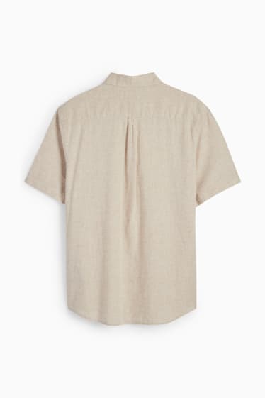 Heren - Overhemd - regular fit - kent - linnenmix - licht beige