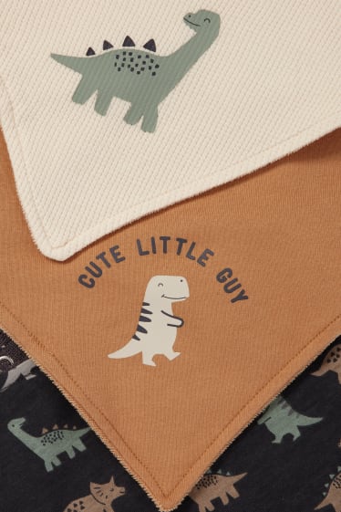 Bebés - Pack de 3 - dinosaurios - bandanas para bebé - crema