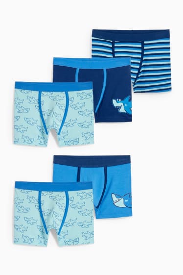 Dětské - Multipack 6 ks - motivy žraloka - boxerky - modrá