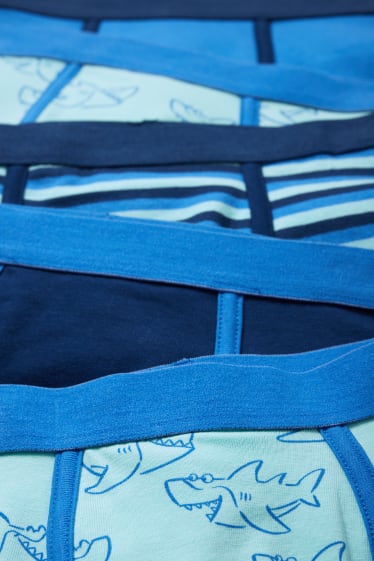 Kinderen - Set van 6 - haai - boxershorts - blauw