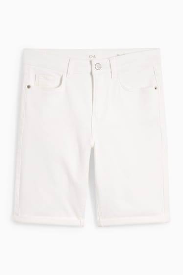 Damen - Jeans-Bermudas - Mid Waist - weiß