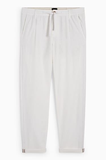 Hommes - Chino - tapered fit - lin mélangé - blanc