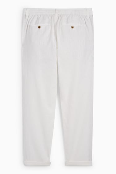 Uomo - Pantaloni chino - tapered fit - misto lino - bianco