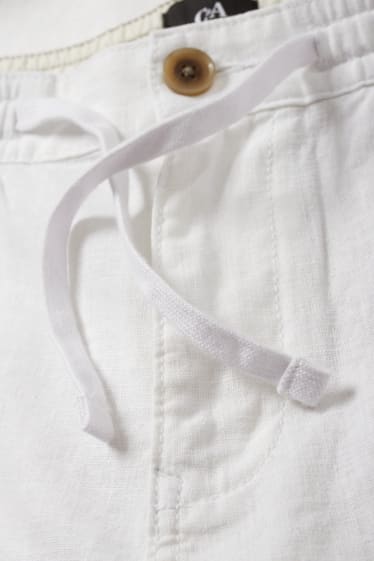 Uomo - Pantaloni chino - tapered fit - misto lino - bianco