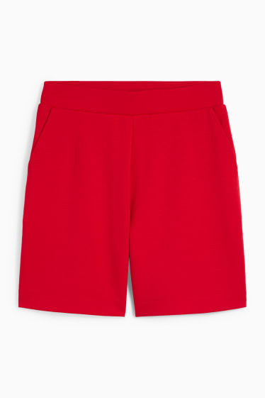 Dámské - Teplákové šortky basic - mid waist - tmavočervená