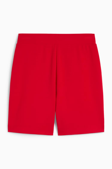 Women - Basic sweat shorts - mid-rise waist - dark red
