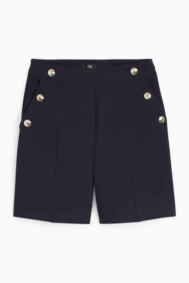 Women - Shorts - high waist - dark blue