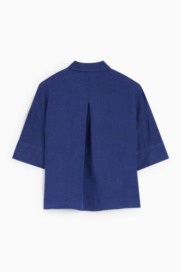 Dames - Linnen blouse - blauw