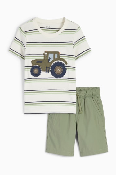 Children - Tractor - set - short sleeve T-shirt and shorts - 2 piece - white