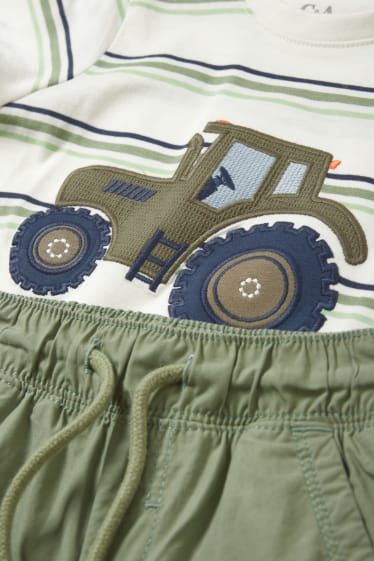 Kinder - Traktor - Set - Kurzarmshirt und Shorts - 2 teilig - weiß