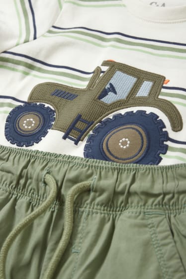 Kinder - Traktor - Set - Kurzarmshirt und Shorts - 2 teilig - weiss