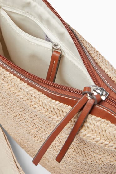 Women - Straw shoulder bag with detachable bag strap - light beige