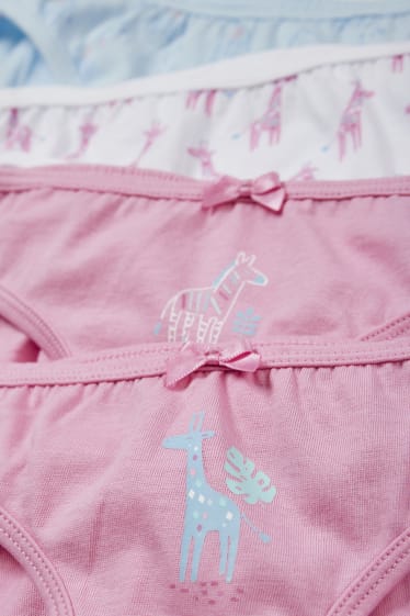Dětské - Multipack 6 ks - motivy žiraf a zeber - kalhotky - růžová