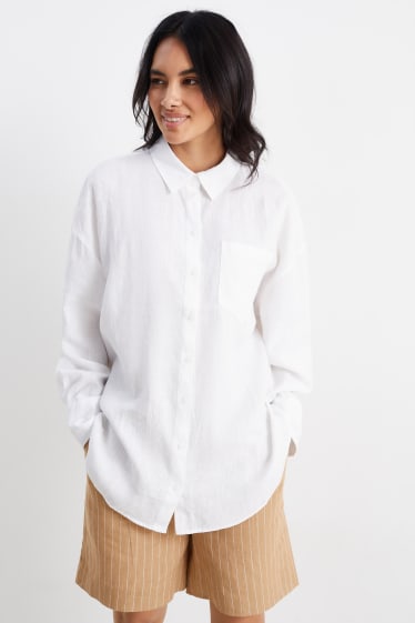 Dames - Linnen blouse - wit