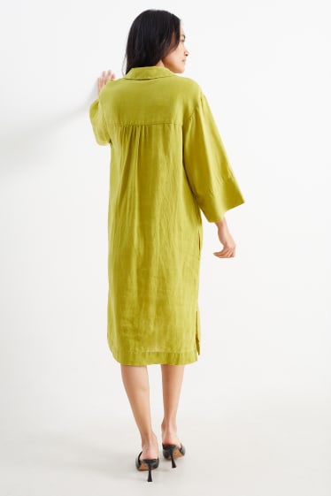 Femei - Rochie tip bluză din in - verde
