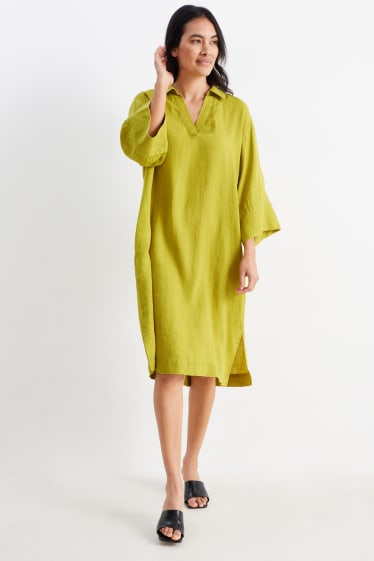 Femmes - Robe-chemisier en lin - vert
