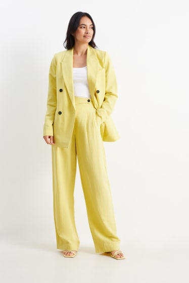 Mujer - Pantalón de tela - high waist - wide leg - amarillo