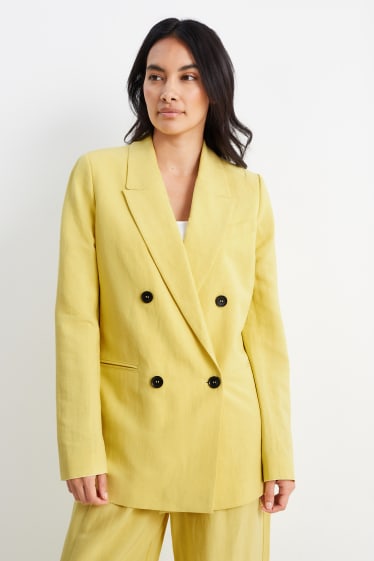 Dames - Lange blazer - regular fit - geel