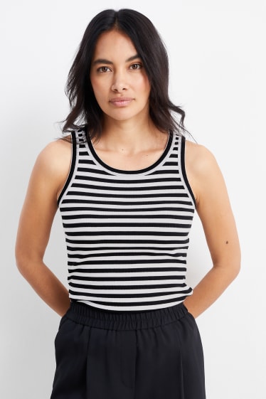 Women - Basic top - striped - black