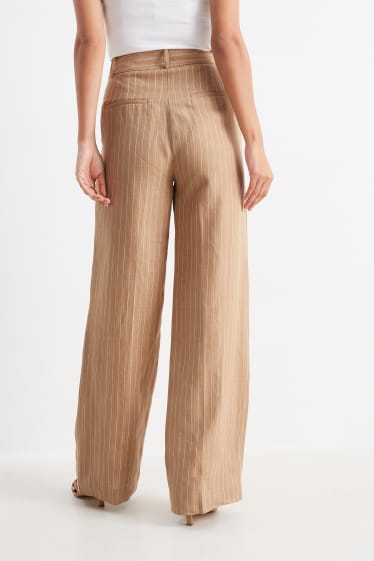Mujer - Pantalón de lino de oficina - high waist - straight fit - beis
