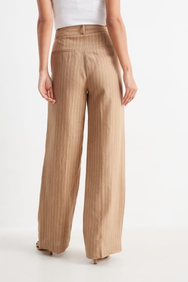 Dames - Linnen business-broek - high waist - straight fit - beige