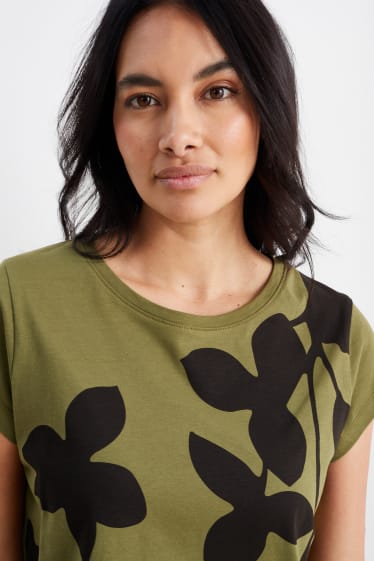 Femmes - T-shirt basique - vert foncé / noir