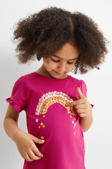 Children - Multipack of 3 - floral - short sleeve T-shirt - pink / pink