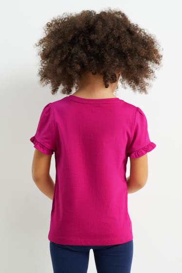 Dětské - Multipack 3 ks - květinové motivy - tričko s krátkým rukávem - růžová/růžová
