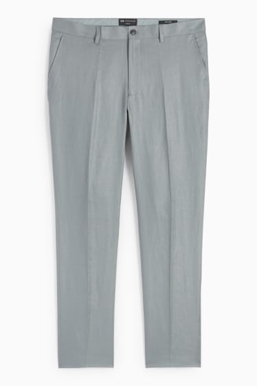 Hommes - Pantalon de costume en lin - slim fit - vert / gris