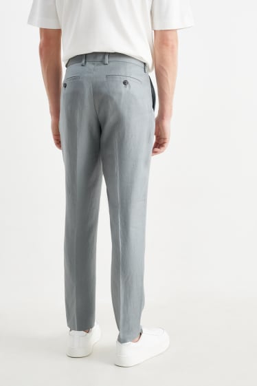Hombre - Pantalón de lino - colección modular - slim fit - verde / gris