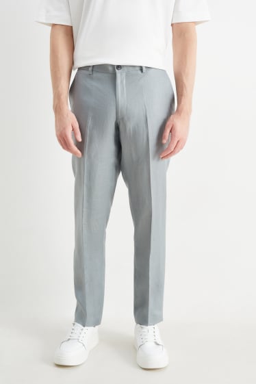 Bărbați - Pantaloni modulari de in - slim fit - verde / gri