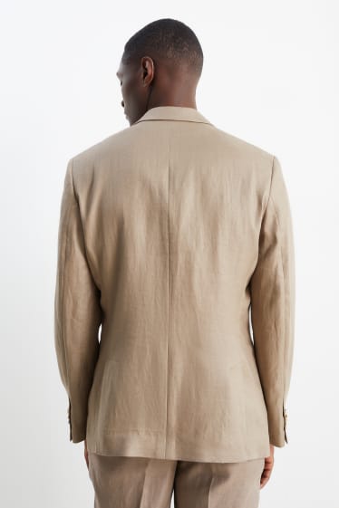 Pánské - Oblekové lněné sako - slim fit - béžová